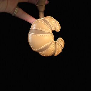 Tan Leather Croissant Keychain
